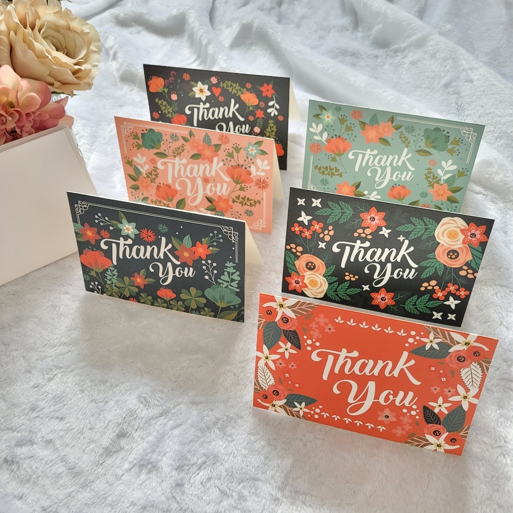 Painted Floral Thank You Cards with Envelopes NWT
